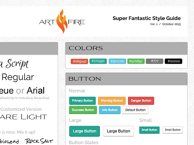 ArtFire Style Guide branding identity logo style guide