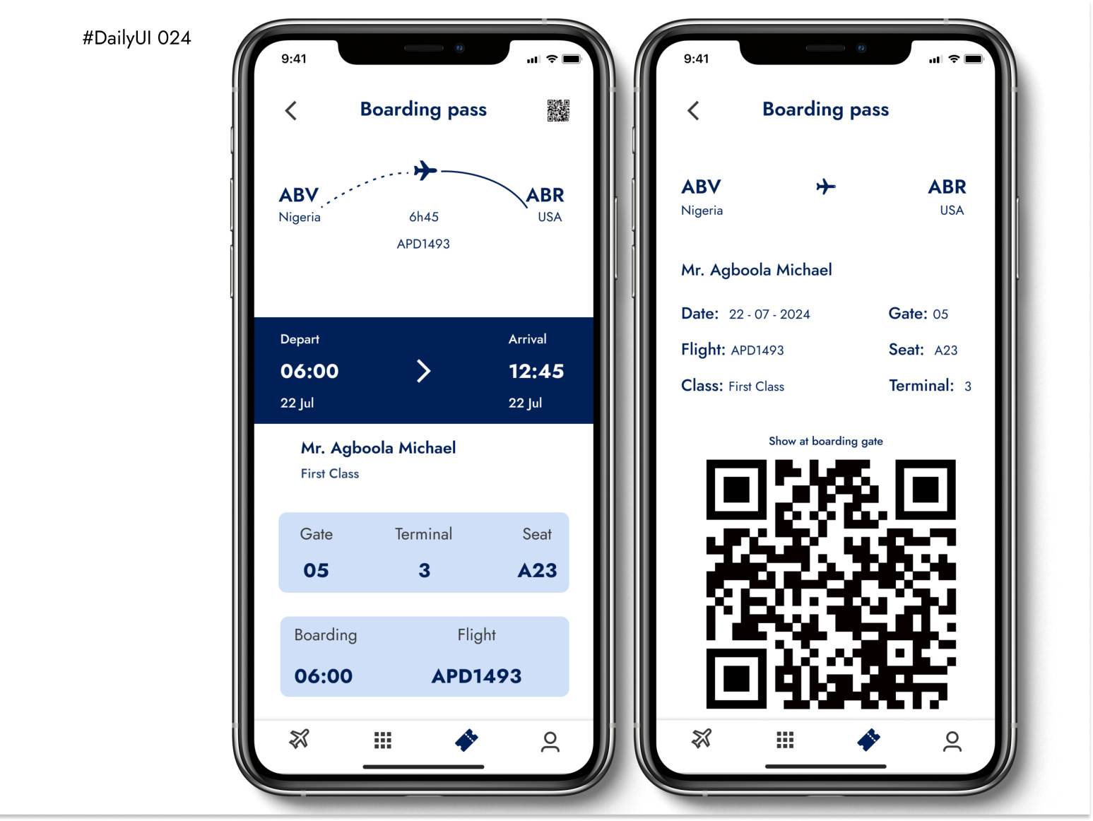 Boarding pass UI Daily UI 024 by Michael Agboola on Dribbble