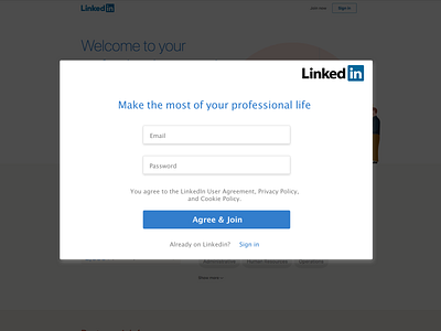 Daily UI #001 - Linkedin signup redesign consistency dailyui dailyui 001 linkedin redesign signup ux web web design