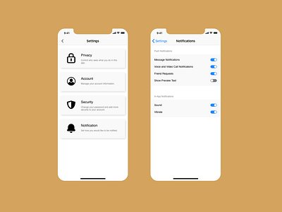 dailyUI#007 - settings account app design dailyui dailyui007 iphonex notifications privacy security settings