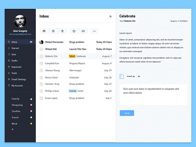 mail service design email flat interface mail minimal typography ui ux web