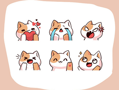 CUTE CAT EMOTES 2d animation art avatar brand identity branding cat emotes cute emotes design drawing emotes graphic design illustration illustrator logo motion graphics social media streaming twitch vector