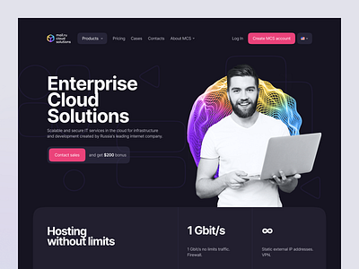 Enterprise Cloud Solutions b2b cloud enterprise hosting landing logo mcs servers ui ux
