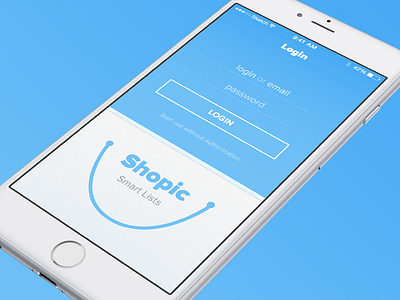 Shopic — Smart Lists: Auth Screen auth form ios ios8 iphone 6 iphone 6 plus ui ux
