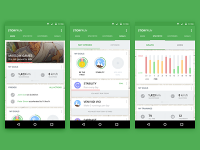 StoryRun — App for Runners android l app graph lollipop material material design mobile run stats ui ux