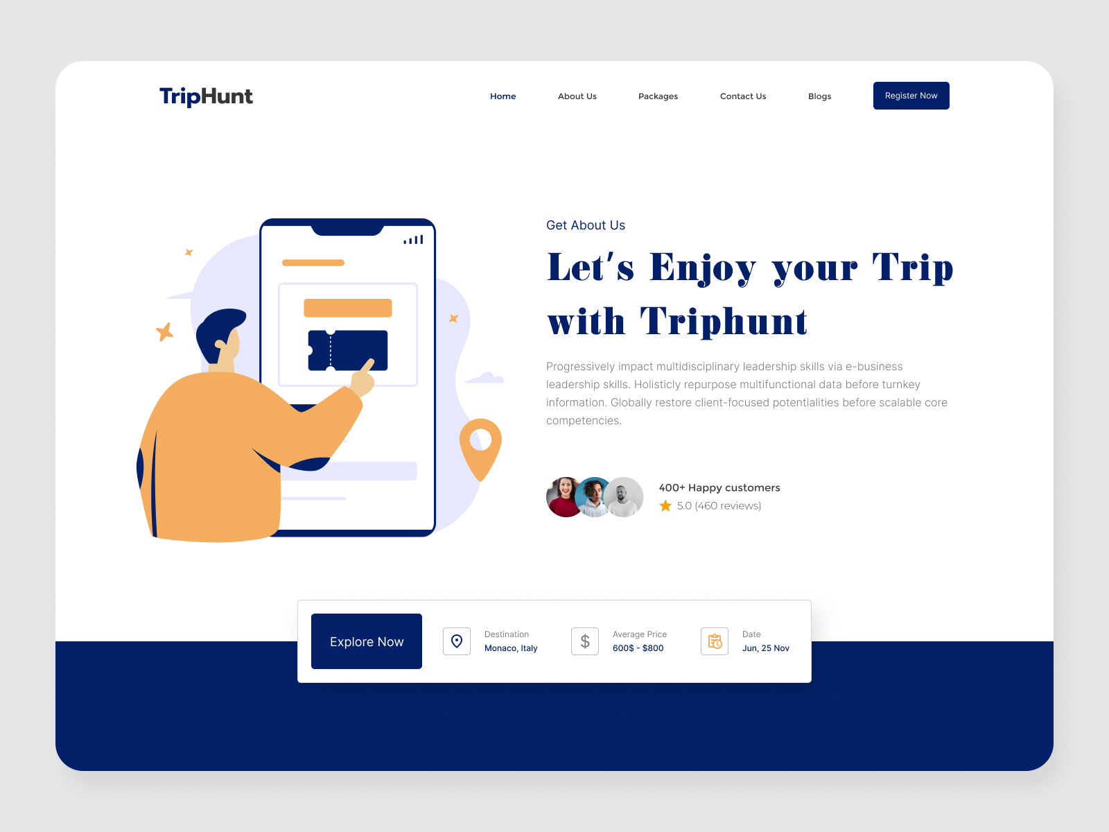 Travel Agency Web Header Ui Template by Md Mehedi Hasan on Dribbble