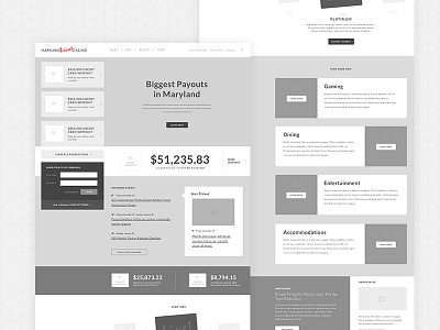 Casino Wireframes black and grey hierarchy ux wireframes