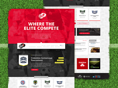 Soccer Tournament Site badges banner listing soccer tournament ui web web design