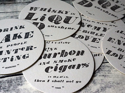 Bourbon Quote Coasters bourbon coasters design lockup print rubber stamp typogaphy typography whiskey