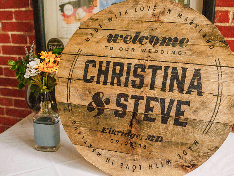 Welcome Sign barrel bourbon design hand lettering signage typography wedding