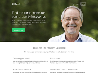 Pensio Home Page design landing page pensio site web