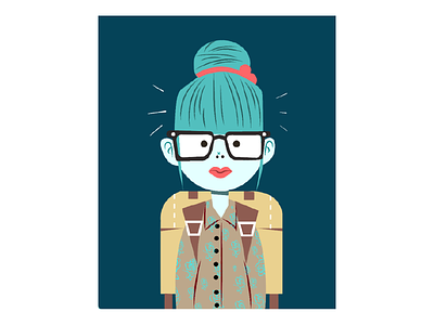 Girl bagpack character cute design girl glasses