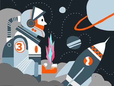 Spaceman character design graphic guy illustration planets rocket shapes space spacemen
