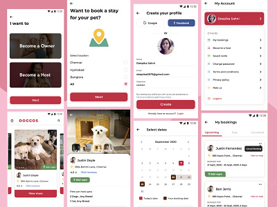 Doggos (Application for the Pet Stay) clean design mobile simple ui ux