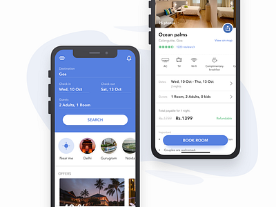 Search hotels blue bookings clean design hotel mobile search simple ui ui ux