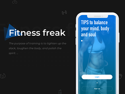 Fitness app blue clean design fitness mobile simple ui vector