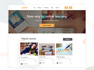 Edueasy courses easy education education website learning online uidesign user experience yellow