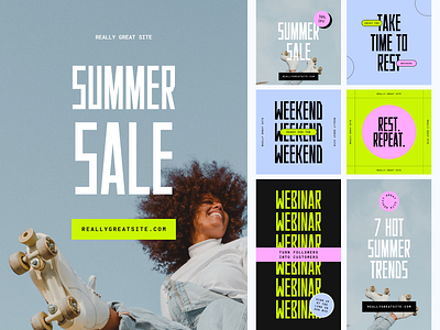 Bright & Colorful Canva Templates bold bright bright color palette canva canva template discount flyer instagram instagram template sale social media social media branding social media design social media quote summer summer sale trend weekend