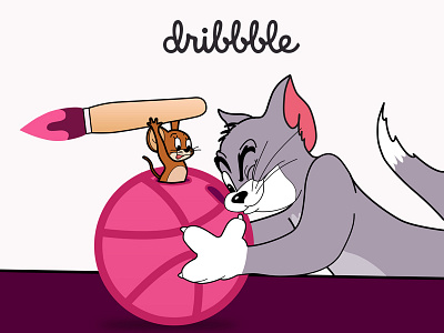 Dribbble debut design dribbble hello illustration tom and jerry