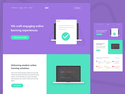 E-Learning Landing Page e learning flexbox landing page padded purple teal