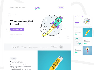 E-Learning Projects Page deli e-learning flexbox landing page padded purple teal white space