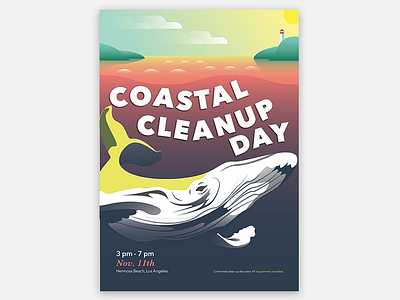 Coastal Cleanup Day Poster illustration ocean poster whale