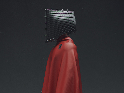 Red Cardinal 3d character concept dark future grey lightning metal modeling red studio