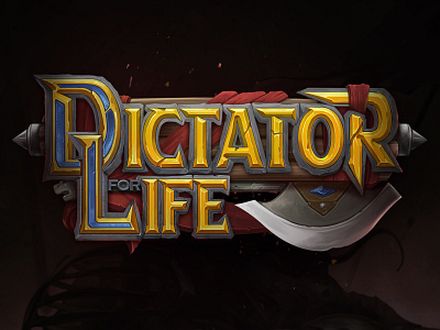 "Dictator for life" logo for card game