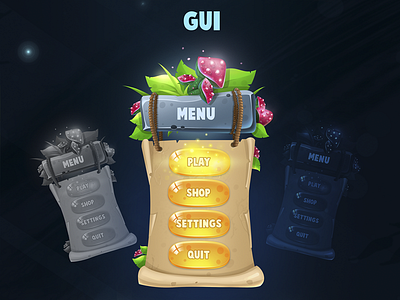 Game user interface for mobile game. Game menu