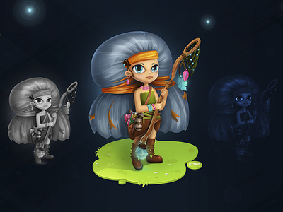 Dreamcatcher))))Girl character 2d app art character cute game girl gui isometric magic