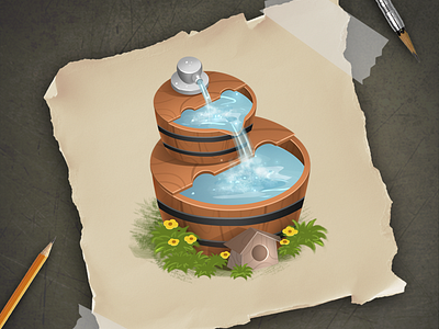 Isometric house for mobile Fountain 2d app art draw fountain game house isometric mobile play