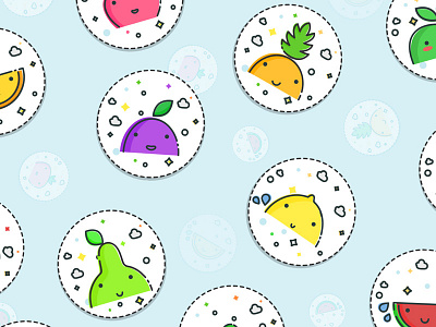 Cute fruit stickers around creativemarket cute fruit juboart line stickers