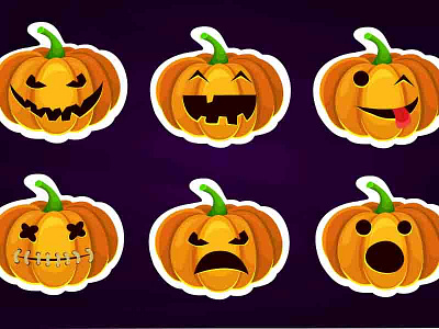 Halloween pumpkins stickers!Booooo art booo character download halloween holiday pumpkin shutterstock stickers vector