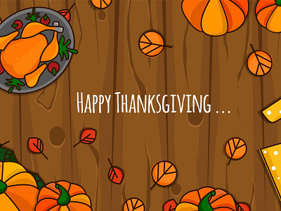 Happy Thanksgiving day card! autumn background banner card happy thanksgiving icon illustration leaves pumpkins turkey vector wooden