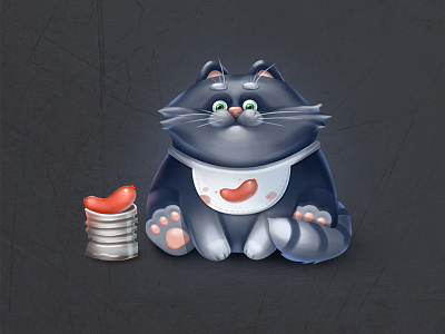 Fat cat for game project animal cat cg cute eat fatcat game hungry mobile sousage