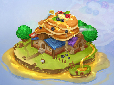 Pancake house 2d cg game house isometric juboart pancake sweet