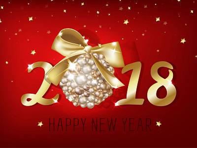 Happy New Year card 2018 background ball banner card christmas magic merry new party year