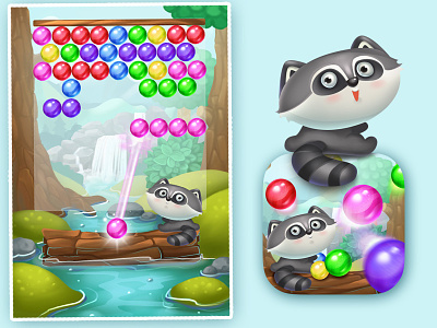 Raccoon bubble shooter set bubbleshooter character game gui mobilegame play puzzle raccoon set ui