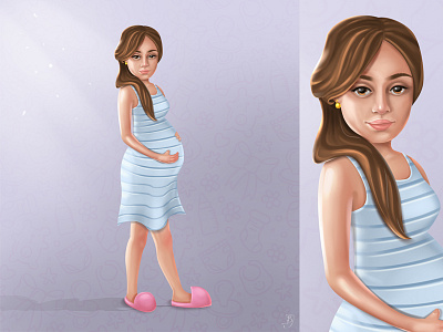 Portrait of pregnancy 2d baby cg cute girl illustration like nice portrait pregnancy woman