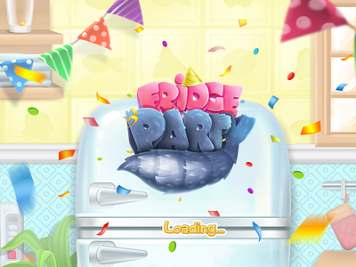 Mobile game "Fridge party" 2d art cat cg character game gui juboart logo mobile play