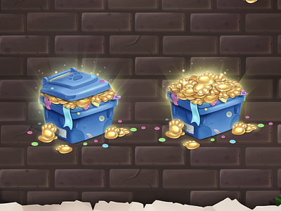 Chest with coins 2d art cg chest coins game gold icon illustration juboart mobile