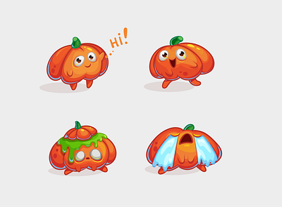 Cartoon funny pumpkins emotions funny hand drawn helloween icon set icons pumpkin shutterstock sticker vector