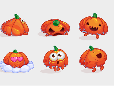 Set of cartoon pumpkin stickers by Yulia Boyko on Dribbble