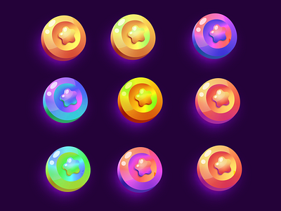 Set of gradient colors coins