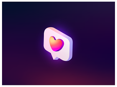 Isometry like social media icon. Gradient colors heart.