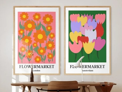 Abstract Framed Art Prints | Flower Market Double - The Arte