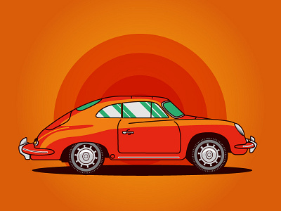 Porche 911 cars illustration porche vector vintage