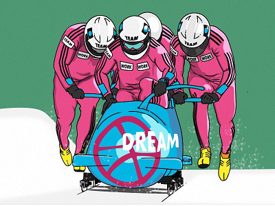 Teamwork Makes the Dream Work! bob sleigh cartoon team work vector winter game