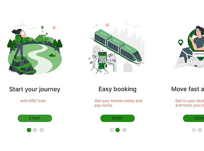 Train Onboarding screens animation motion graphics ui