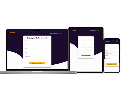 Collab sign up page